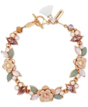 Lonna & Lilly Gold-tone Flower, Stone And Crystal Toggle Bracelet