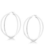 Guess Silver-tone Pave Intertwined Hoop Earrings