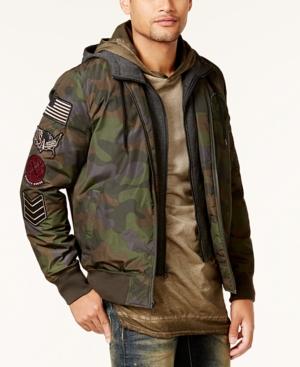 American Rag Men's Hooded Camo Bomber Jacket, Created For Macy's