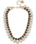 Betsey Johnson Gold-tone Patina Crystal Two Layer Collar Necklace