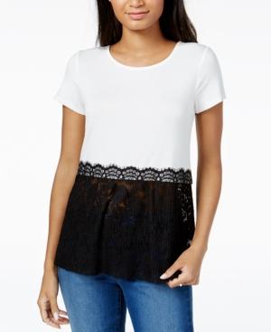 Maison Jules Peplum Lace-hem Top, Created For Macy's