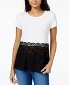 Maison Jules Peplum Lace-hem Top, Created For Macy's