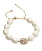 Charter Club Gold-tone Imitation Pearl Pave Adjustable Bracelet, Only At Macy's