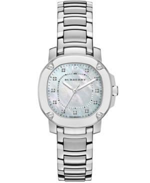 Burberry Watch, Women's Swiss The Britain Diamond Accent Stainless Steel Bracelet 34mm Bby1804