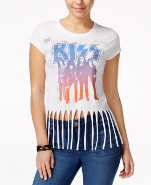Hybrid Juniors' Kiss Graphic Fringe T-shirt
