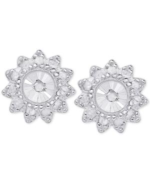 Diamond Flower Illusion-set Halo Stud Earrings (1/4 Ct. T.w.) In Sterling Silver