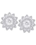 Diamond Flower Illusion-set Halo Stud Earrings (1/4 Ct. T.w.) In Sterling Silver