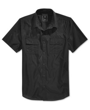 Guess Men's Mesh Short-sleeve Military-style Shirt