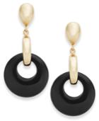 Signature Gold Onyx Disc Drop Earrings (18 Ct. T.w.) In 14k Gold Over Resin