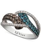 Le Vian Exotics Gladiator Blue, Black And White Diamond Ring (9/10 Ct. T.w.) In 14k White Gold
