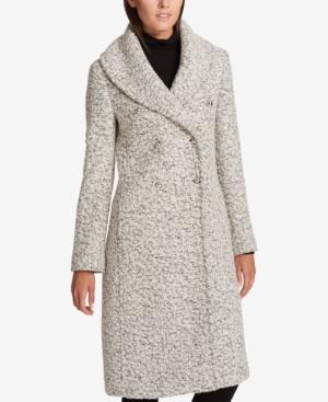 Dkny Shawl-collar Woven Walker Coat