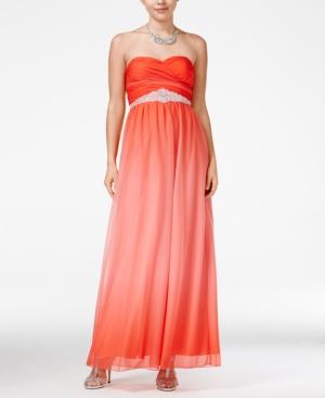 Speechless Juniors' Strapless Embellished Ombre Gown