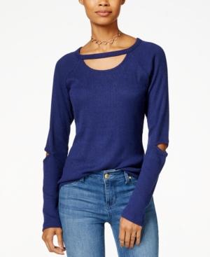 Planet Gold Juniors' Choker-neck Elbow-cutout Top
