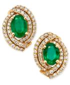 Emerald (2 Ct. T.w.) And Diamond (5/8 Ct. T.w.) Stud Earrings In 14k Gold