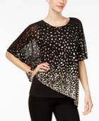 Jm Collection Metallic-print Asymmetrical Top, Created For Macy's