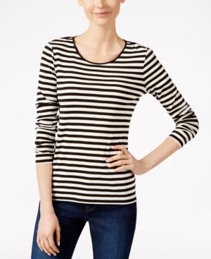 Charter Club Long-sleeve Striped Top, Only At Macy's