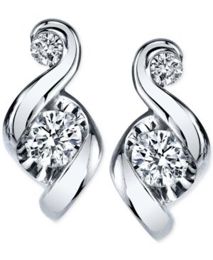 Proud Mom Diamond Swirl Earrings (1/4 Ct. T.w.) In 14k White Gold