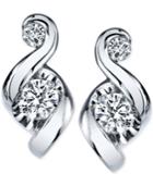 Proud Mom Diamond Swirl Earrings (1/4 Ct. T.w.) In 14k White Gold