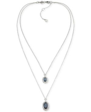 Carolee Silver-tone Blue And Clear Crystal Two Layer Necklace