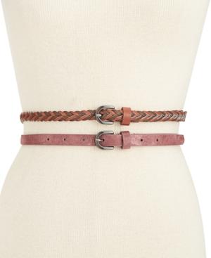 Style & Co 2-for-1 Braided And Shimmer Skinny Belts, Only At Macy's