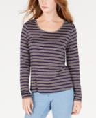 Hippie Rose Juniors' Striped Lace-up Shoulder Top