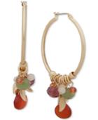 Lonna & Lilly Gold-tone Leaf & Bead Shaky Hoop Earrings
