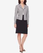 Tahari Asl Wing-collar Houndstooth Skirt Suit