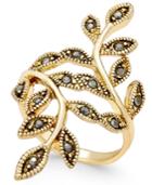 Inc International Concepts Gold-tone Black Crystal Bypass Vine Ring, Only At Macy's