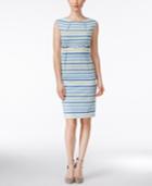 Calvin Klein Belted Striped Sheath Dress
