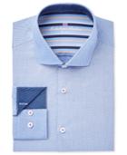 Michelsons Of London Men's Fitted Light Blue Bias Stripe Dress Shirt