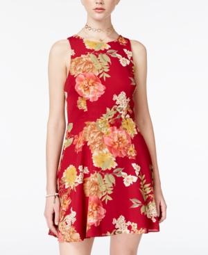 B Darlin Lace-up Fit & Flare Dress