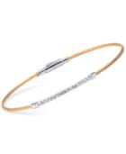 Charriol Women's Laetitia White Topaz-accent Two-tone Pvd Stainless Steel Bendable Cable Bangle Bracelet