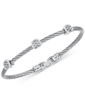 Charriol White Topaz Bangle Bracelet (9/10 Ct. T.w.) In Stainless Steel