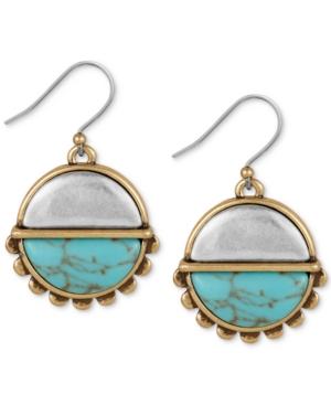 Lucky Brand Two-tone Round Stone Drop Earrings