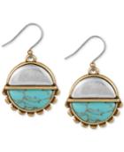 Lucky Brand Two-tone Round Stone Drop Earrings