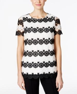 Charter Club Striped Lace Top, Only At Macy's