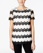 Charter Club Striped Lace Top, Only At Macy's
