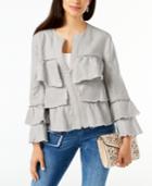Inc International Concepts Petite Linen Ruffled Jacket, Only At Macy's