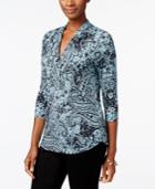 Charter Club Petite Paisley-print Pleated Top, Only At Macy's