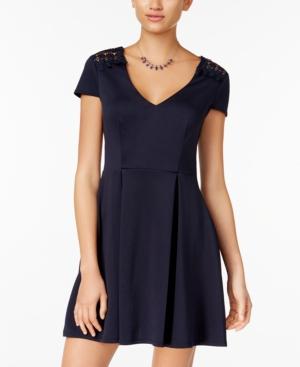 B Darlin Juniors' Lace-up Fit & Flare Dress