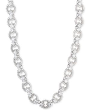 Marchesa Silver-tone Crystal Link Collar Necklace, 16 + 3 Extender