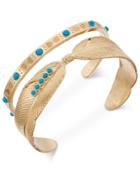 Danielle Nicole Gold-tone Turquoise-look Feather Cuff Bracelet