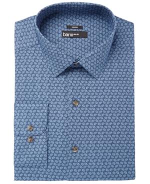 Bar Iii Men's Slim-fit Stretch Easy-care Blue Dot Print Dress Shirt, Created For Macy's