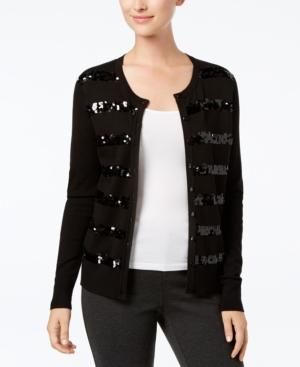 Charter Club Sequined-stripe Cardigan, Created For Macy's