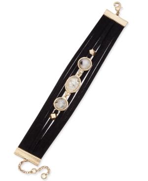 Inc International Concepts Gold-tone Faux-suede Blue Stone Wrap Bracelet, Only At Macy's