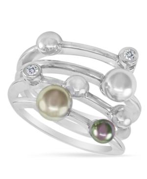 Majorica Endless Pearl Ring, Sterling Silver Multicolor Organic Man Made Pearl Ring