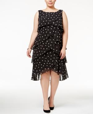 Sl Fashions Plus Size Tiered Polka-dot Dress