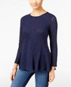 Style & Co. Petite Crochet-detail Peplum Top, Only At Macy's