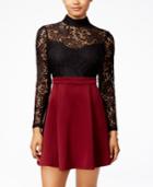 B Darlin Juniors' Lace Contrast Fit & Flare Dress
