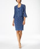 Alex Evenings Sequined Lace Dress & Bell-sleeve Jacket